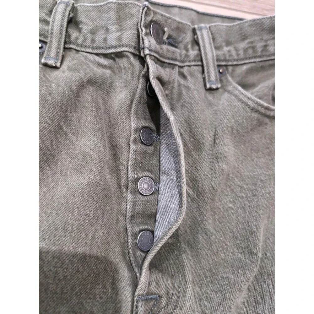 LEVI'S 501 BUTTON FLY MEN'S 34x32(31) WHITE OAK CONE DENIM JEANS OLIVE GREEN EUC